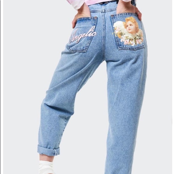 MINGA LONDON Denim - MINGA LONDON ANGELIC DAD JEANS IN LIGHT BLUE NWT